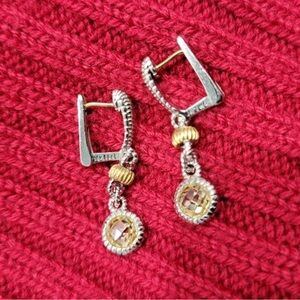 Judith Ripka Two Citrine 925
Silver 18K Gold Leverback
Drop Earrings